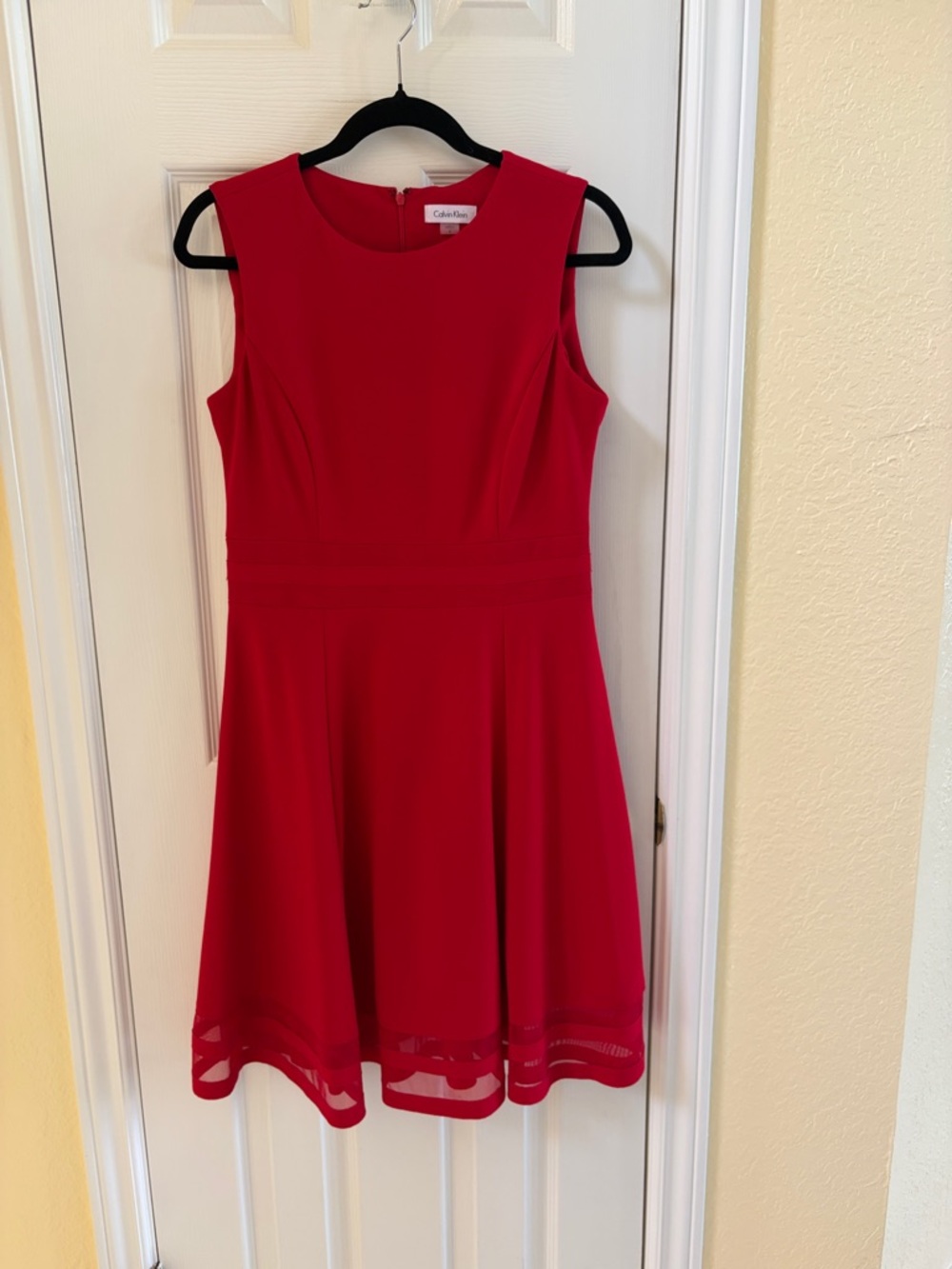 Calvin Klein Red Sleeveless A-Line Mini Dress